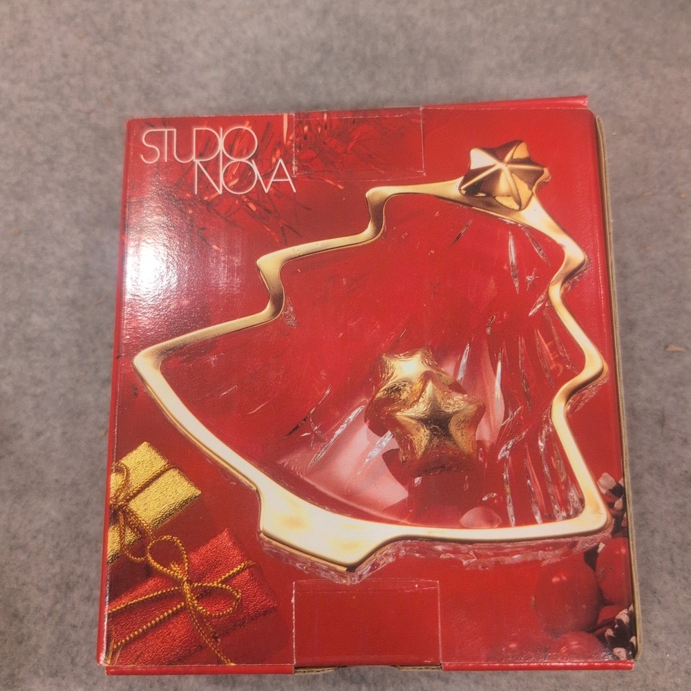 Studio Nova Yuletide Spirit Gold Sweet Dish Christmas Tree Glass Bowl Set of 3 - Picture 2 of 6